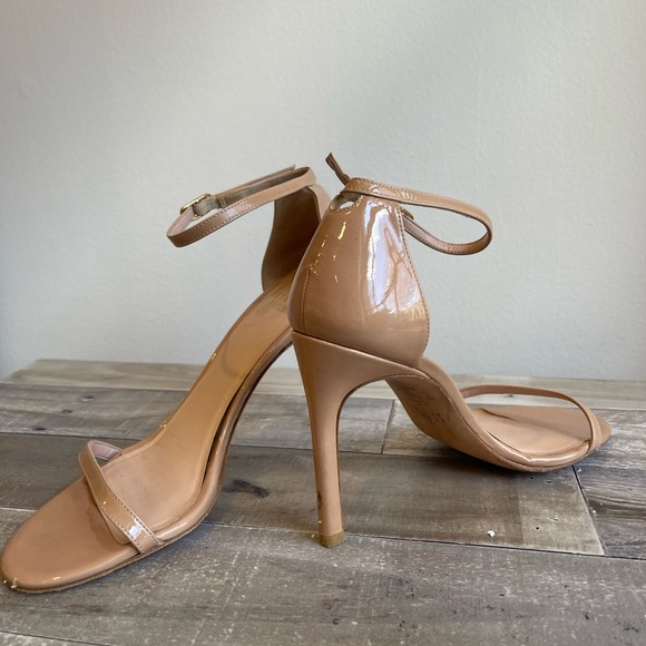 Stuart Weitzman Nudist Patent Ankle-Wrap High-Heel Sandals. Very good condition. - Picture 3 of 4
